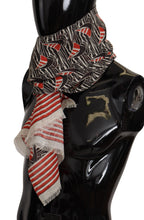 Dolce & Gabbana Black Red Linen Sailboat Stripe Print Shawl Scarf - Zeiniez