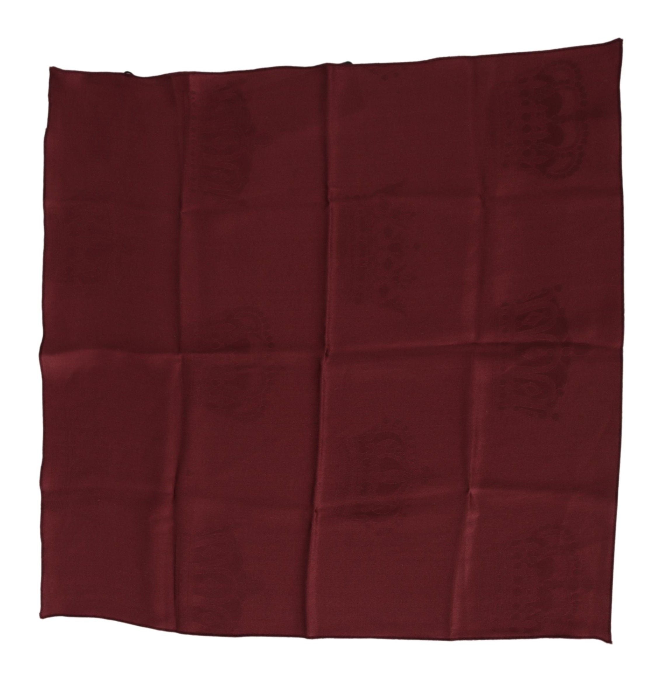 Dolce & Gabbana Maroon Silk Crown Square Wrap Handkerchief Scarf - Zeiniez