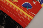Dolce & Gabbana Multicolor DG Umbrellas Print Shawl Fringe Scarf - Zeiniez