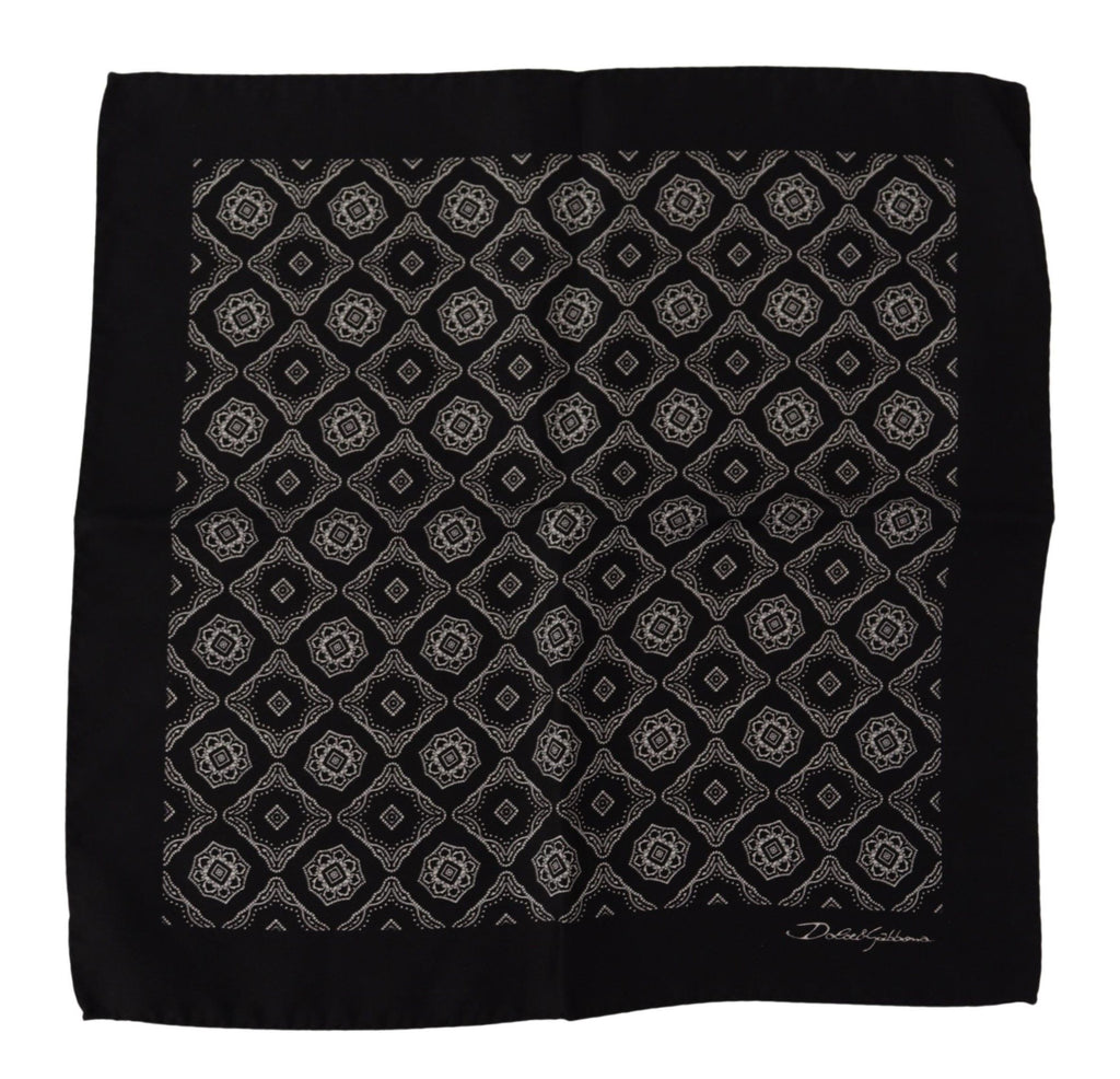 Dolce & Gabbana Black Geometric Patterned Square Handkerchief Scarf - Zeiniez