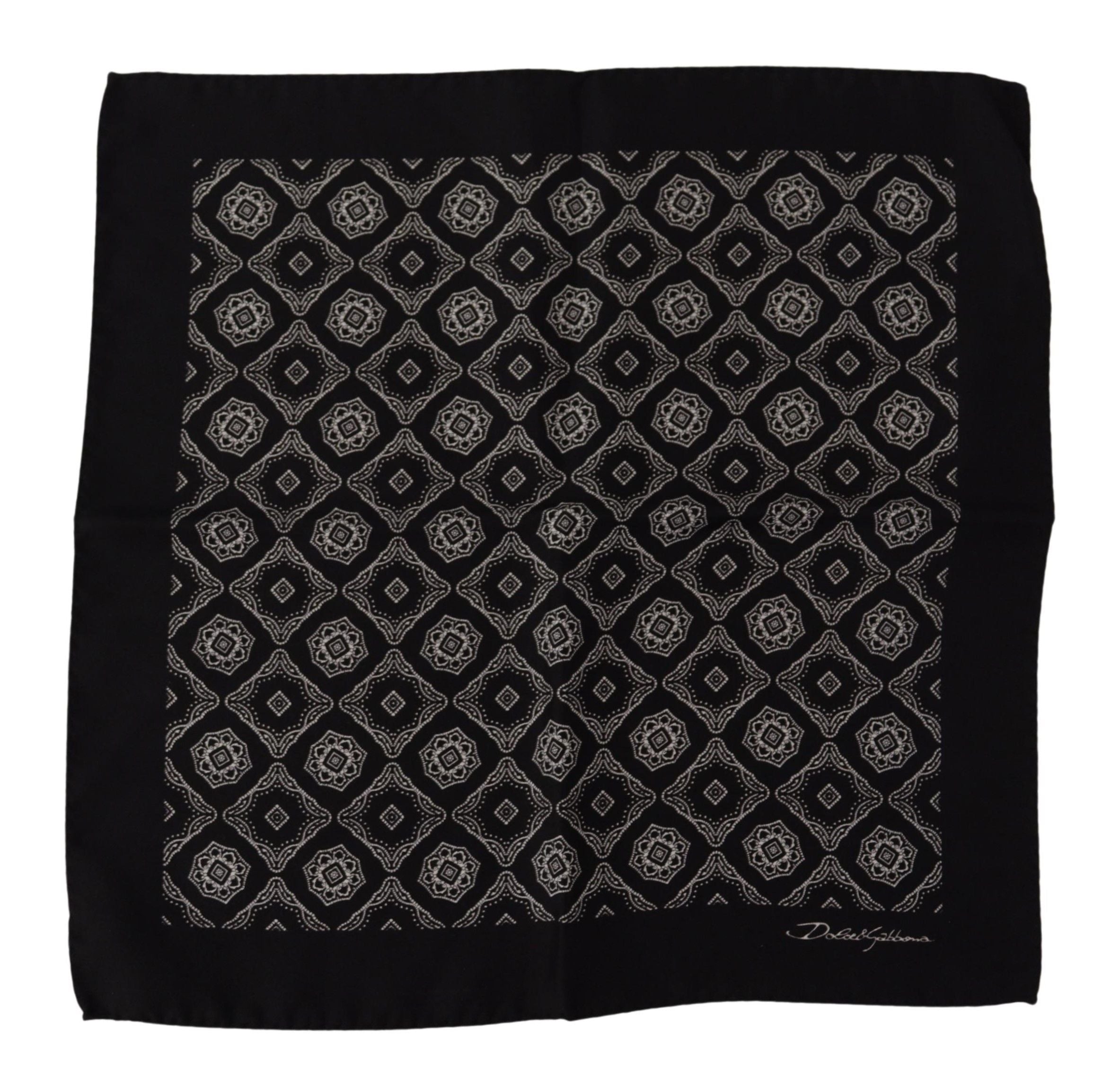 Dolce & Gabbana Black Geometric Patterned Square Handkerchief Scarf - Zeiniez