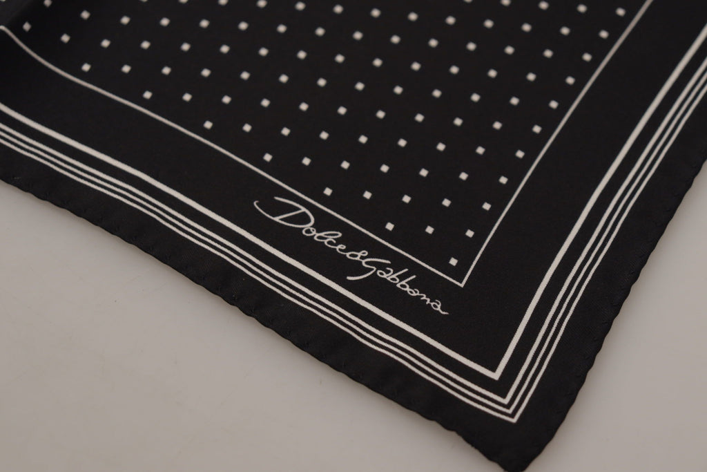 Dolce & Gabbana Black Polka Dots DG Logo Square Handkerchief - Zeiniez