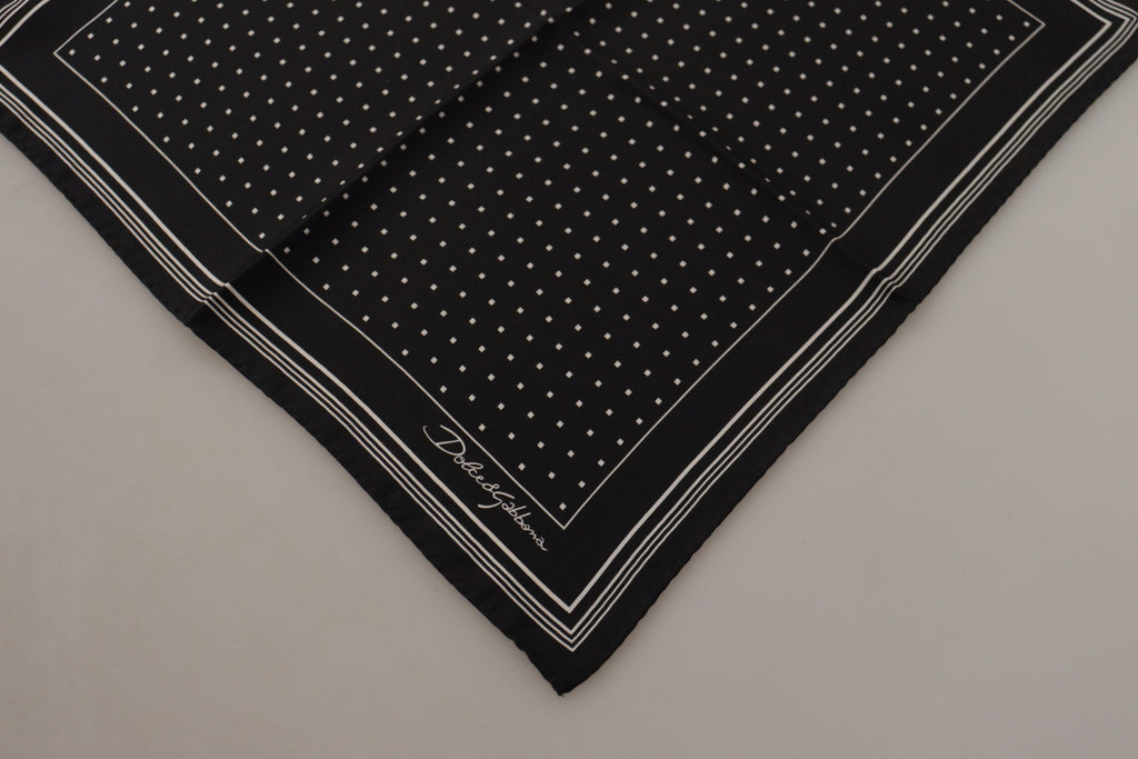 Dolce & Gabbana Black Polka Dots DG Logo Square Handkerchief - Zeiniez