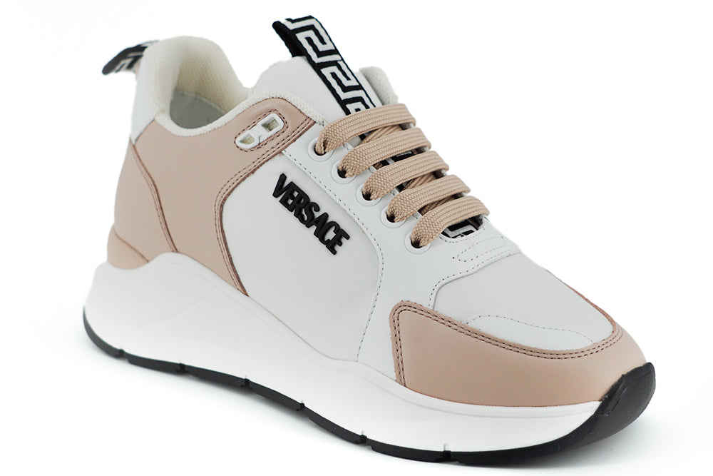 Versace Light Pink and White Calf Leather Sneakers - Zeiniez