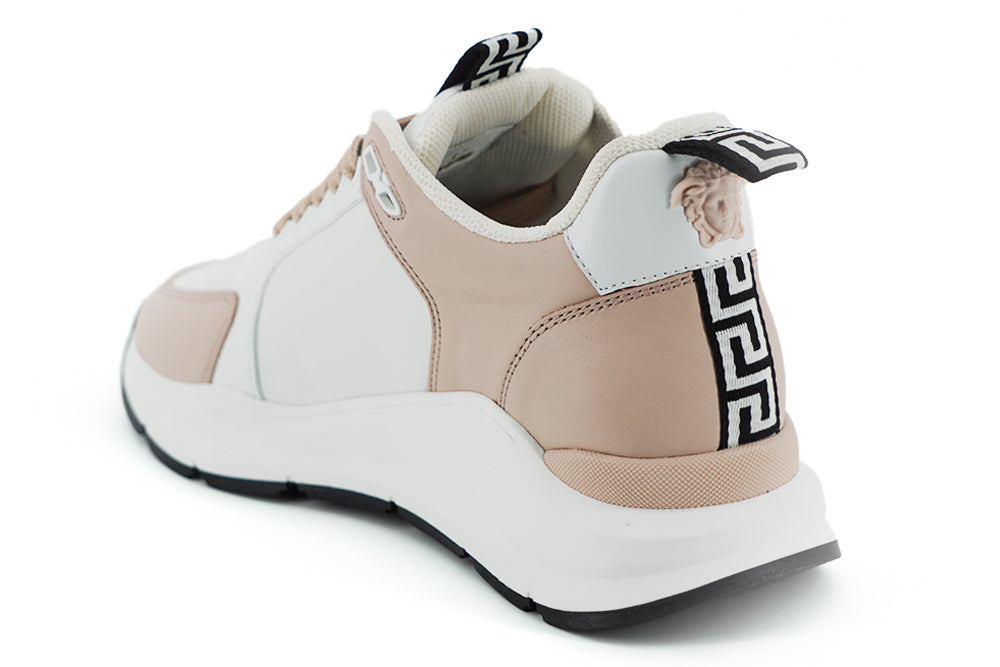 Versace Light Pink and White Calf Leather Sneakers - Zeiniez