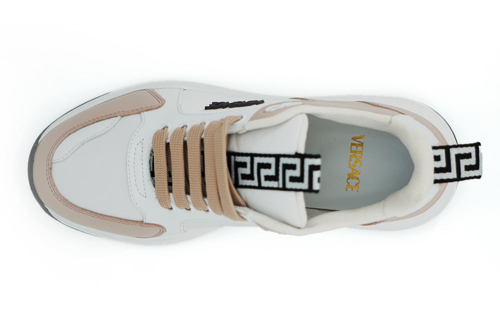 Versace Light Pink and White Calf Leather Sneakers - Zeiniez