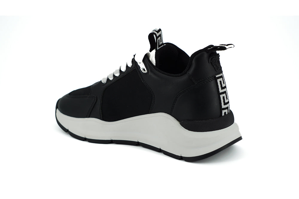Versace Black and White Calf Leather Sneakers - Zeiniez