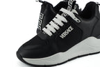 Versace Black and White Calf Leather Sneakers - Zeiniez
