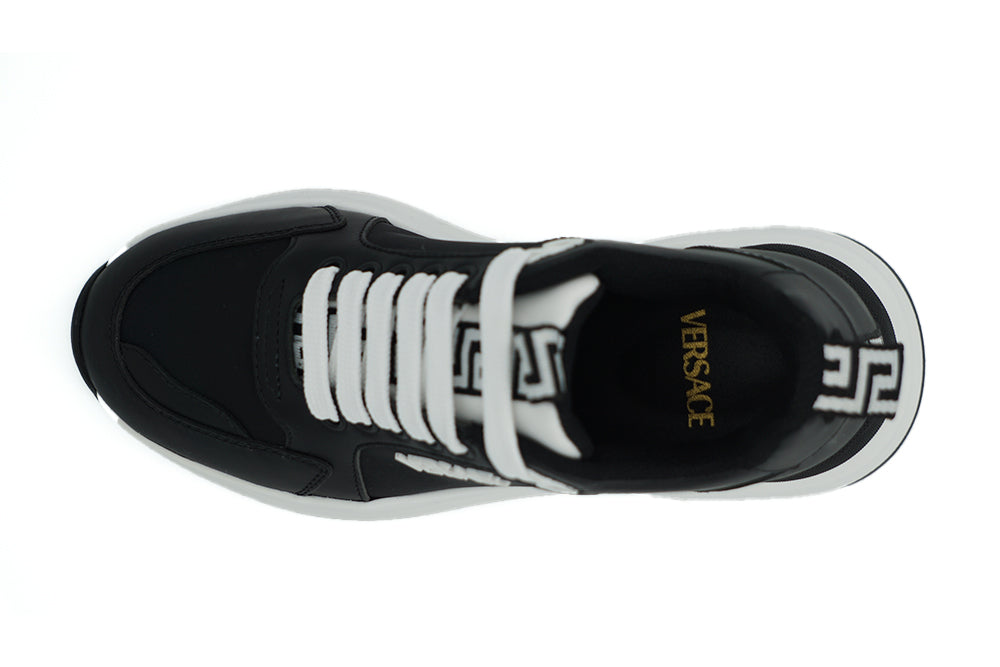Versace Black and White Calf Leather Sneakers - Zeiniez