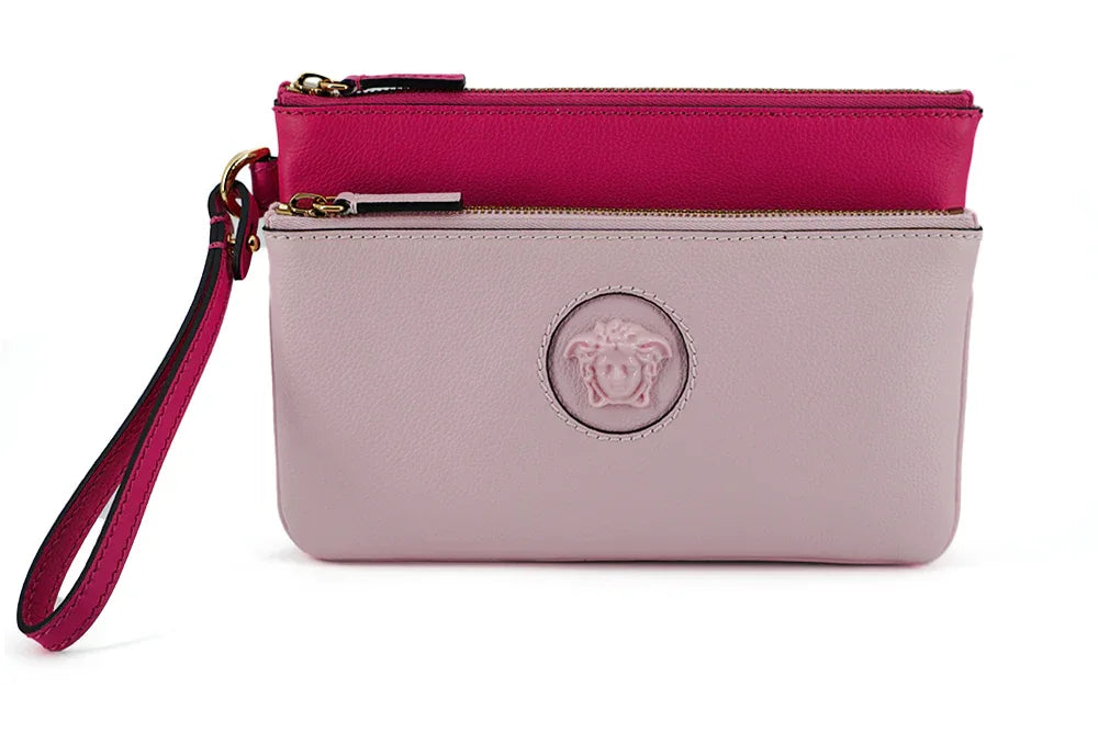 Versace Pink Calf Leather Pouch Bag - Zeiniez