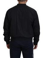 Dolce & Gabbana Black Nylon Logo Bomber Zipper Jacket - Zeiniez