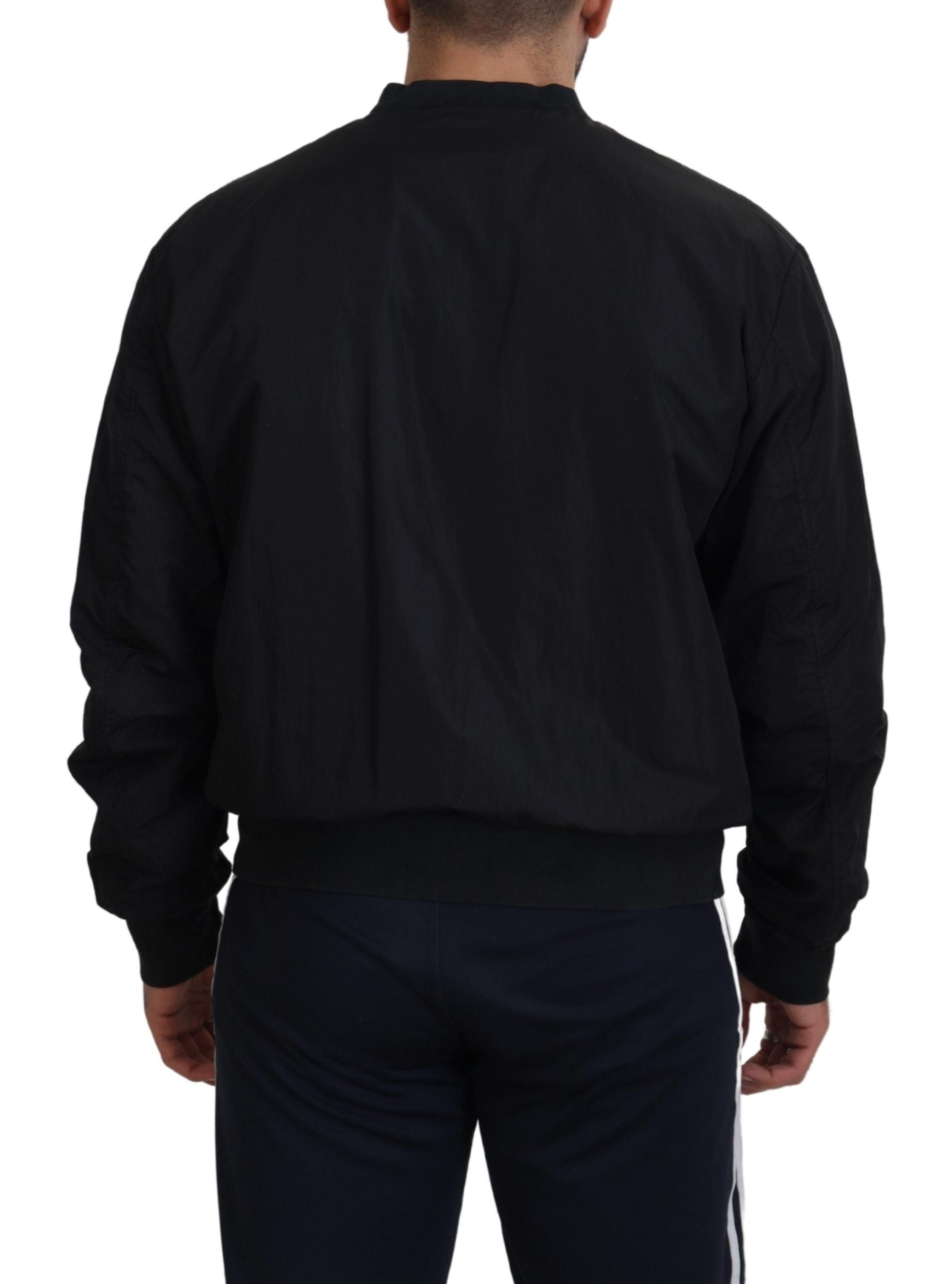 Dolce & Gabbana Black Nylon Logo Bomber Zipper Jacket - Zeiniez