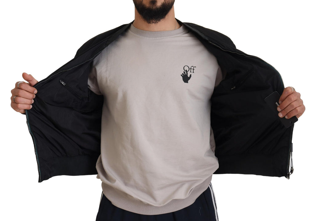 Dolce & Gabbana Black Nylon Logo Bomber Zipper Jacket - Zeiniez