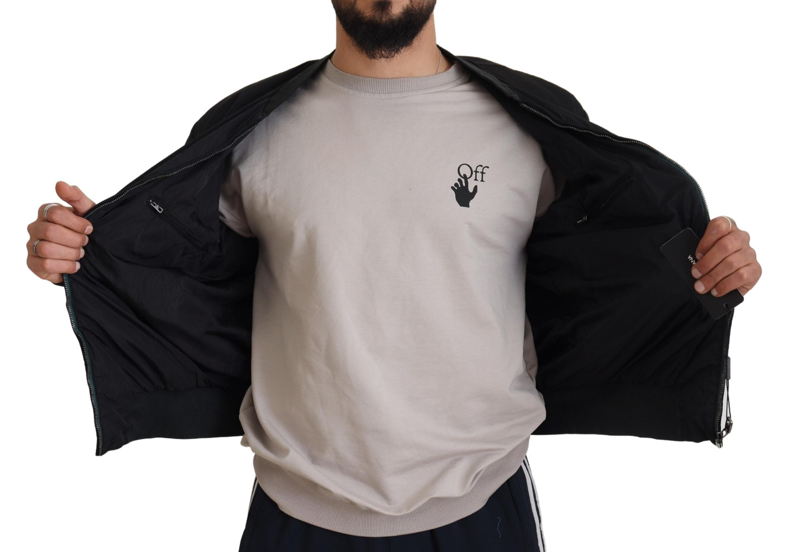 Dolce & Gabbana Black Nylon Logo Bomber Zipper Jacket - Zeiniez