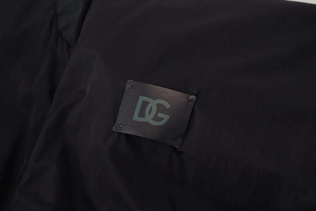 Dolce & Gabbana Black Nylon Logo Bomber Zipper Jacket - Zeiniez