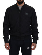Dolce & Gabbana Black Nylon Logo Bomber Zipper Jacket - Zeiniez
