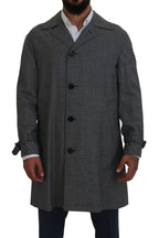 Dolce & Gabbana Gray Wool Plaid Long Trench Coat Jacket Trench Coat Jacket - Zeiniez