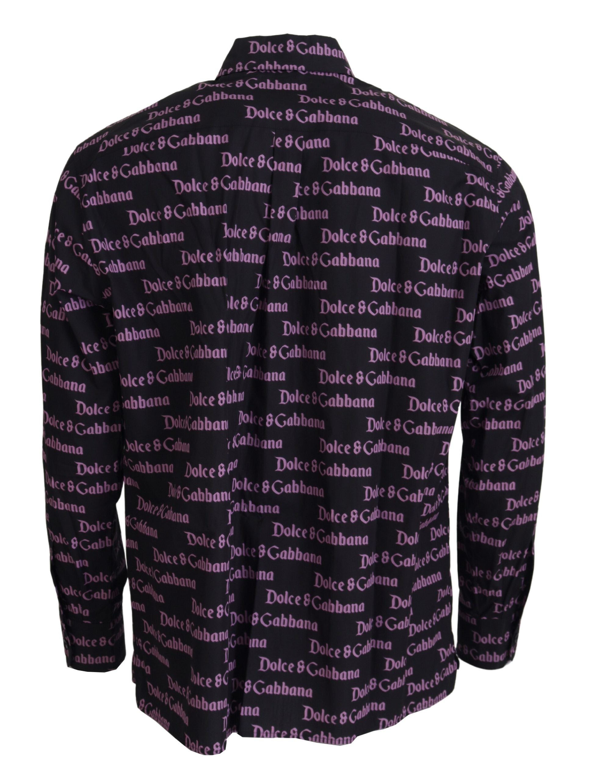 Dolce & Gabbana Black Purple Logo Slim Dress Formal Shirt - Zeiniez