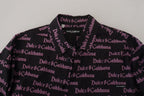 Dolce & Gabbana Black Purple Logo Slim Dress Formal Shirt - Zeiniez