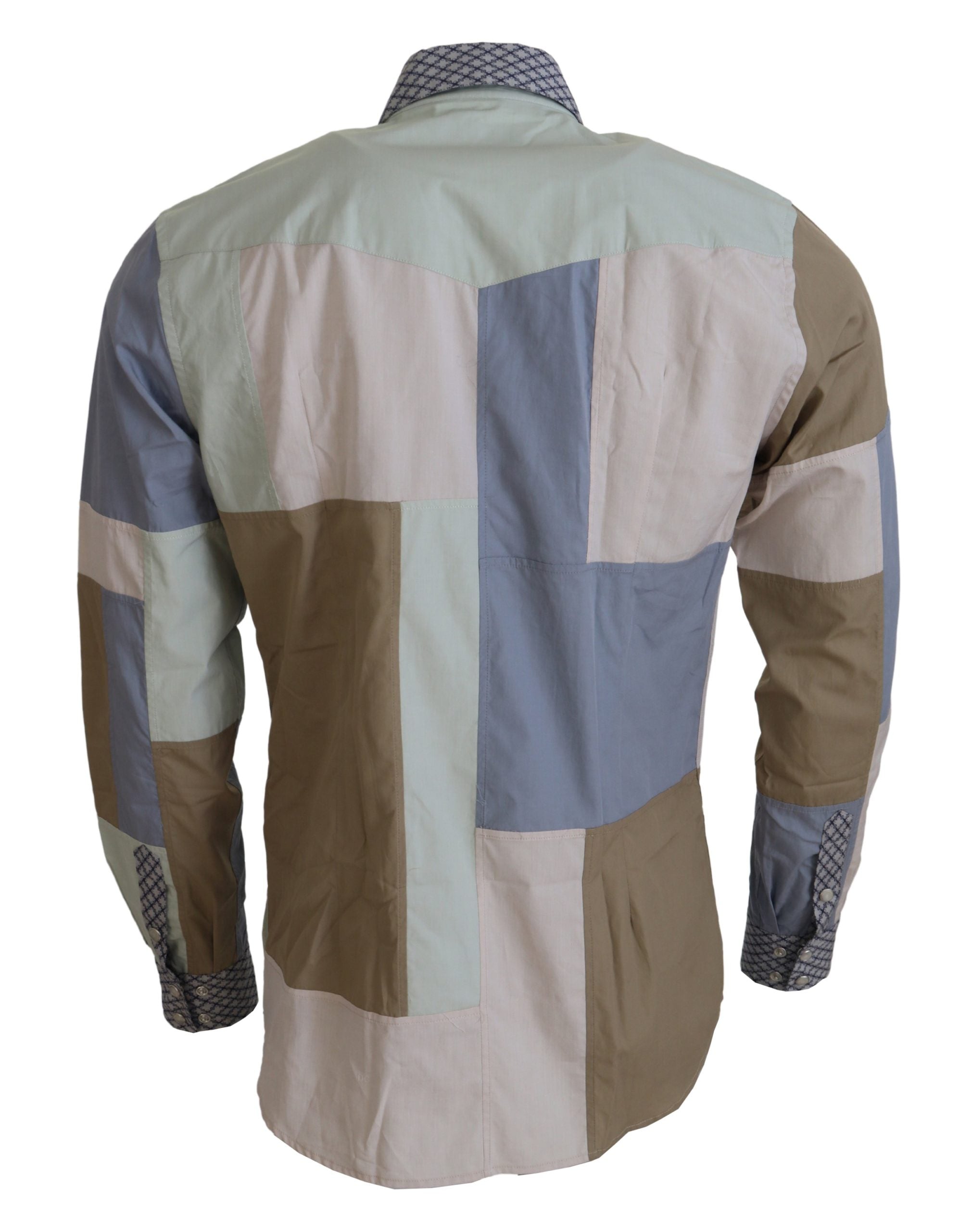 Dolce & Gabbana Multicolor Cotton Patchwork Slim Shirt - Zeiniez