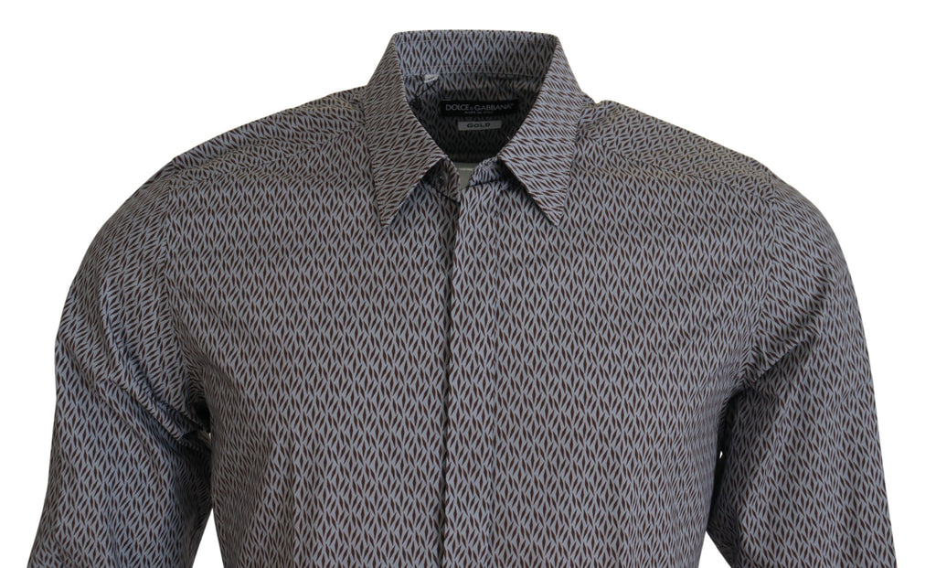 Dolce & Gabbana Gray Brown GOLD Slim Fit Dress Formal Shirt - Zeiniez