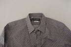 Dolce & Gabbana Gray Brown GOLD Slim Fit Dress Formal Shirt - Zeiniez