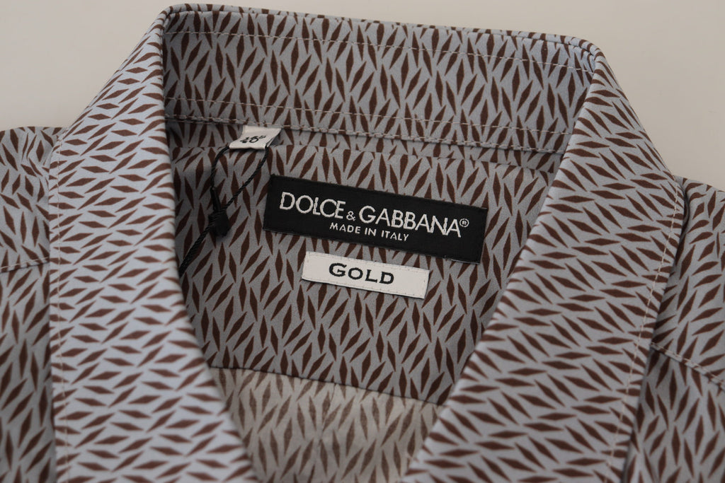 Dolce & Gabbana Gray Brown GOLD Slim Fit Dress Formal Shirt - Zeiniez