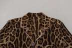 Dolce & Gabbana Brown Leopard Print Long Sleeves Blouse Top - Zeiniez