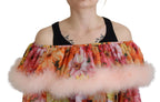 Dolce & Gabbana Multicolor Floral Fur Shearling Blouse Top - Zeiniez