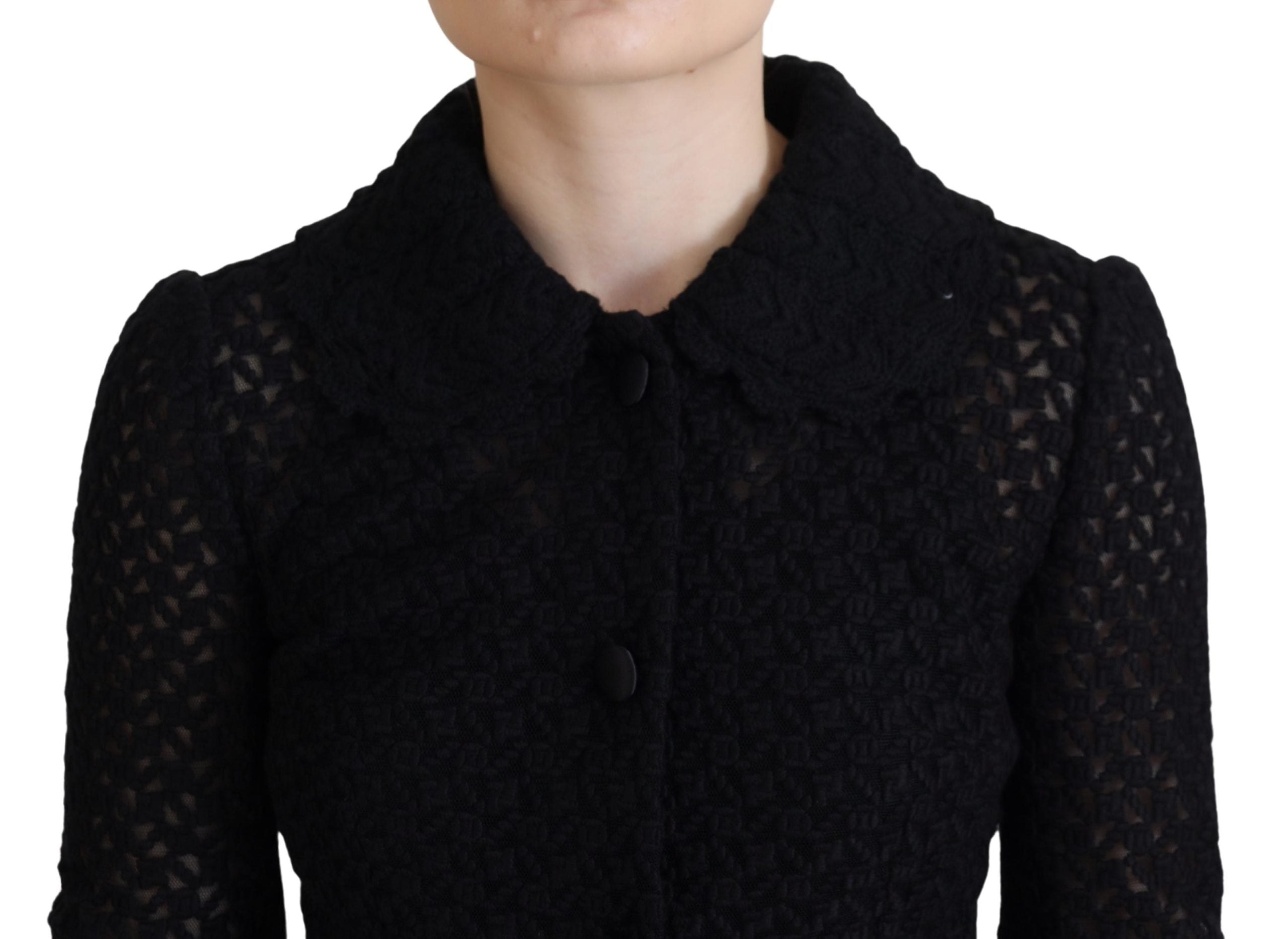 Dolce & Gabbana Black Wool Knitted Button Down Collar Jacket - Zeiniez