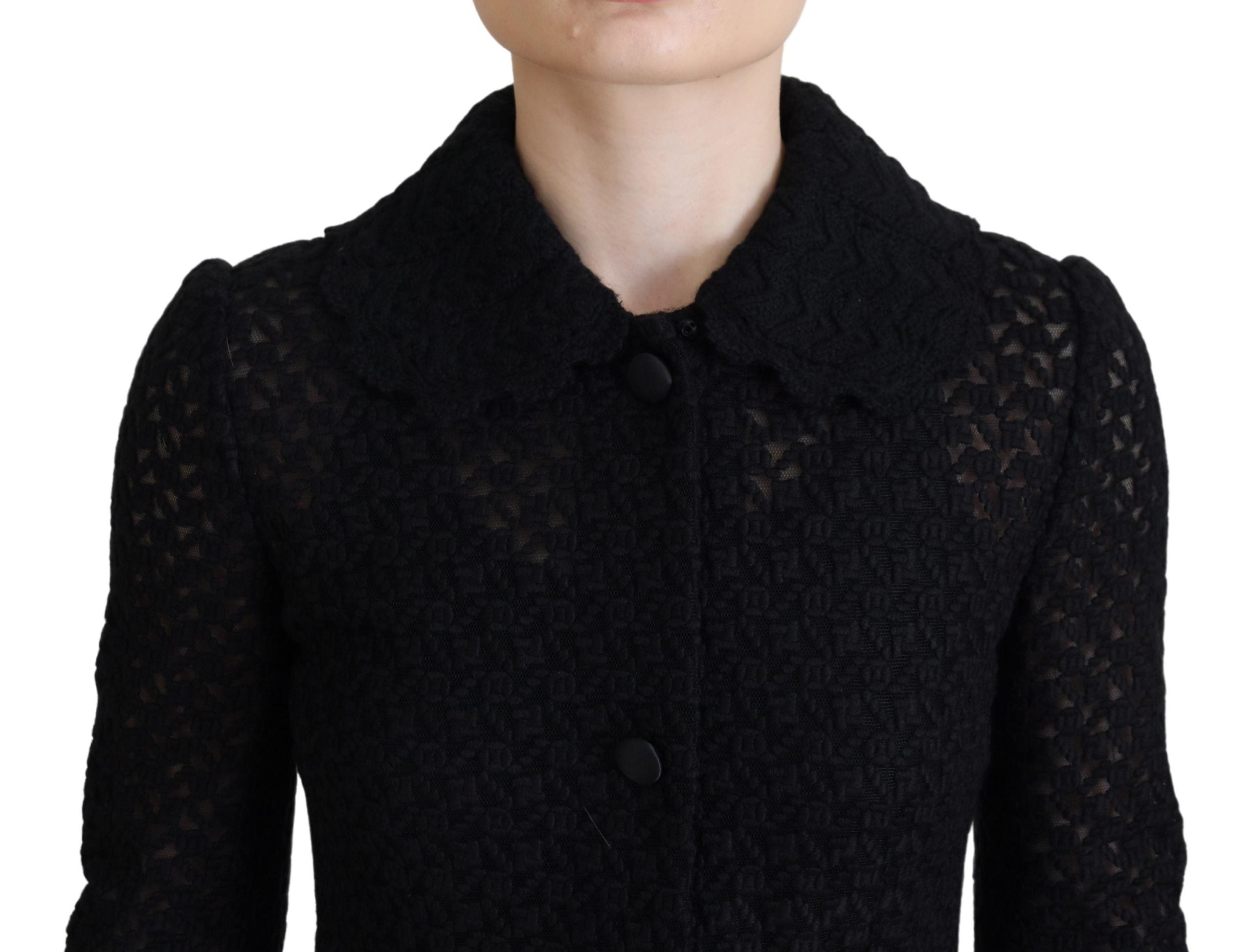 Dolce & Gabbana Black Button Down Long Blazer Cotton Jacket - Zeiniez