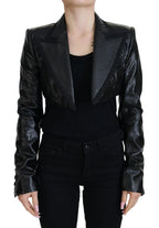 Dolce & Gabbana Black Long Sleeves Crop Blazer Cotton Jacket - Zeiniez