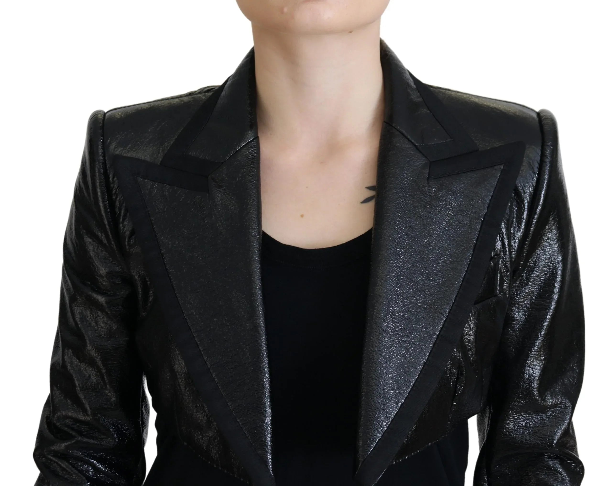 Dolce & Gabbana Black Long Sleeves Crop Blazer Cotton Jacket - Zeiniez