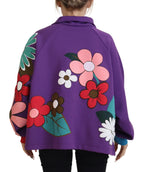 Dolce & Gabbana Purple Floral Print Pullover Cotton Sweater - Zeiniez