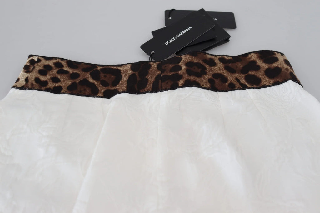 Dolce & Gabbana White Leopard Print High Waist Pants - Zeiniez