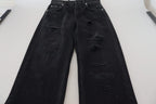 Dolce & Gabbana Black Cotton Tattered High Waist Denim Jeans - Zeiniez