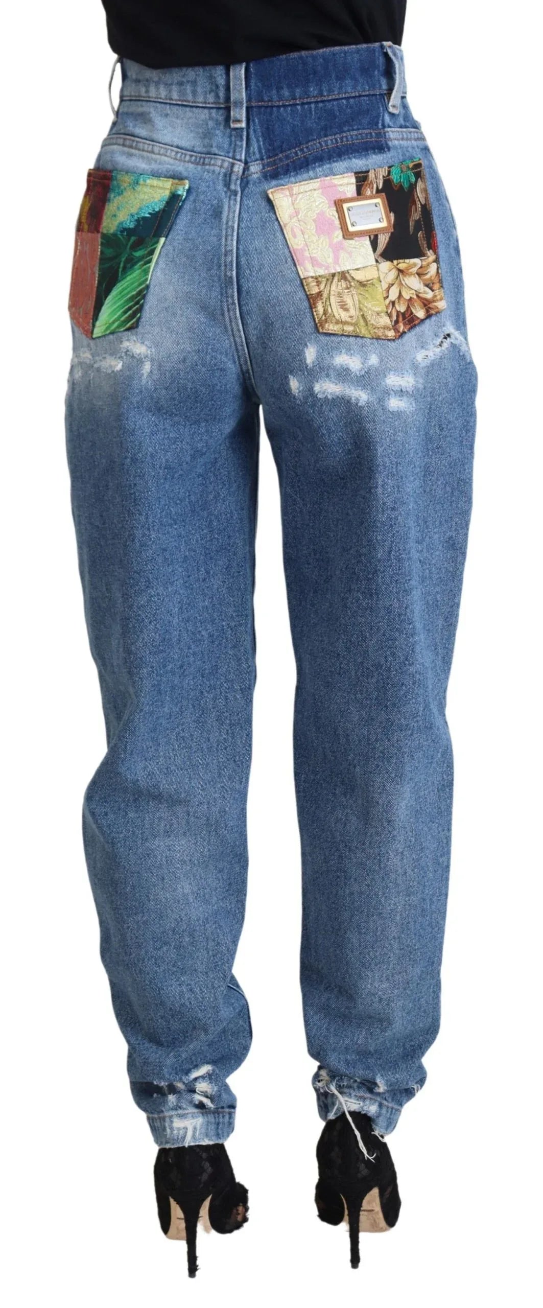 Dolce & Gabbana Blue Washed Cotton Tattered Denim Jeans - Zeiniez