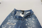 Dolce & Gabbana Blue Washed Cotton Tattered Denim Jeans - Zeiniez
