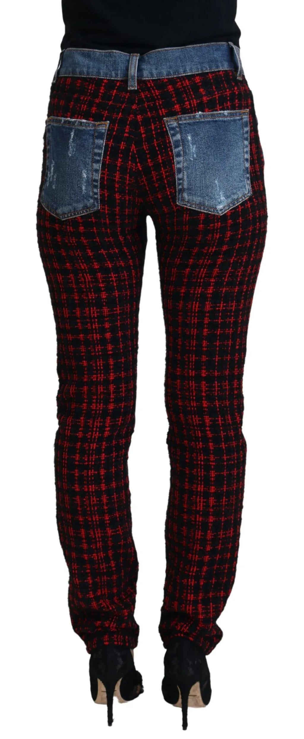 Dolce & Gabbana Blue Checkered Back Skinny Denim Jeans - Zeiniez