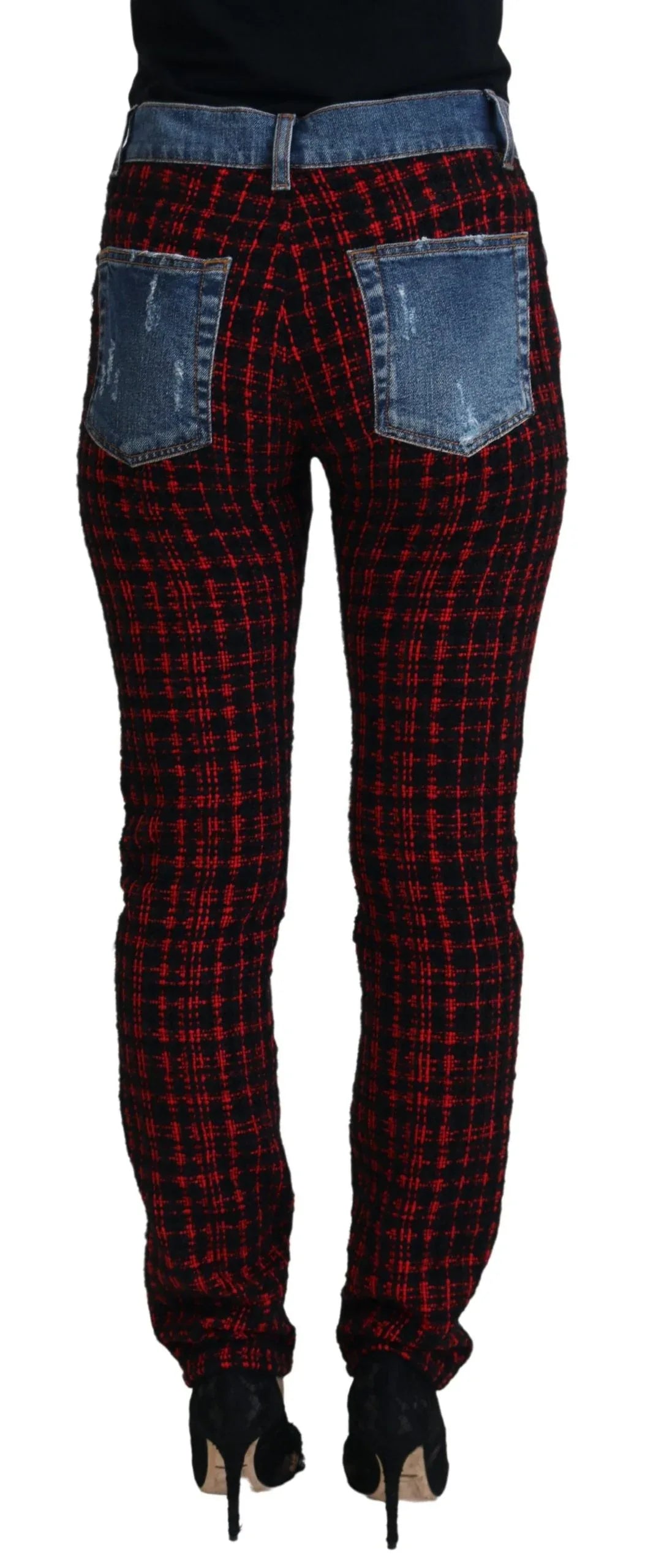 Dolce & Gabbana Blue Checkered Back Skinny Denim Jeans - Zeiniez
