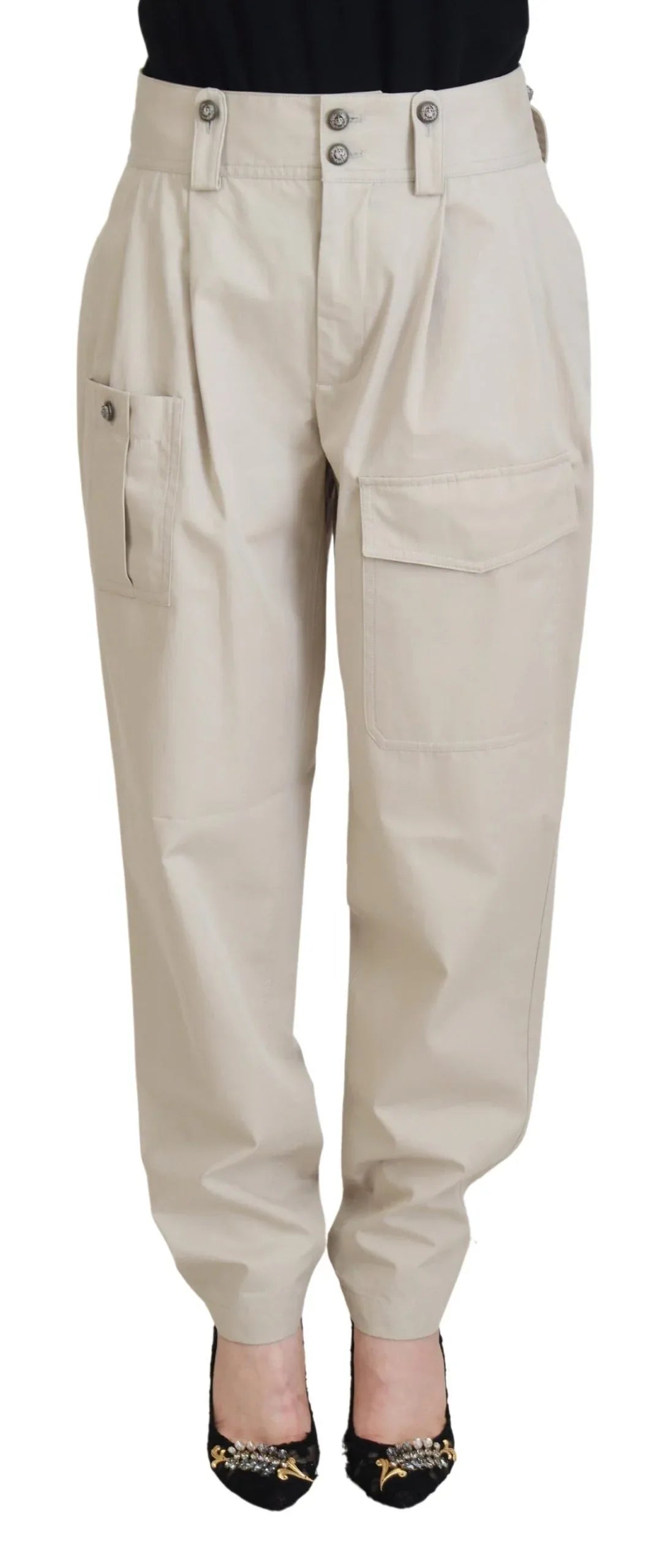 Dolce & Gabbana Beige Cotton Women Cargo Pants - Zeiniez