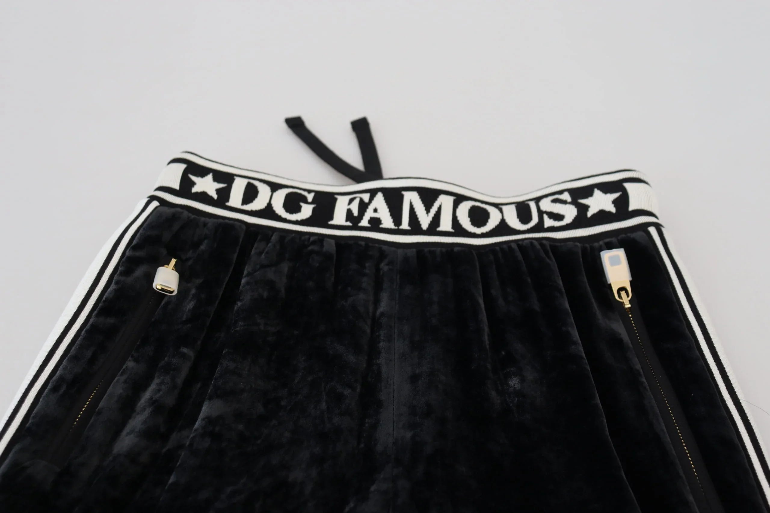 Dolce & Gabbana Black DG Logo Velvet Trouser Pants - Zeiniez