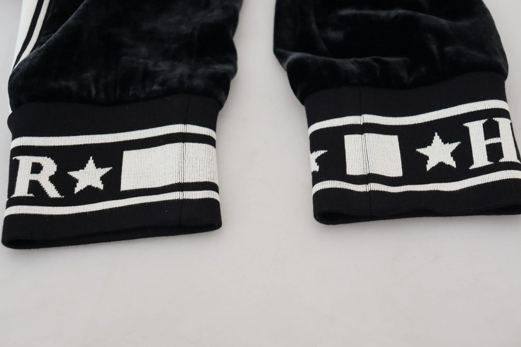 Dolce & Gabbana Black DG Logo Velvet Trouser Pants - Zeiniez