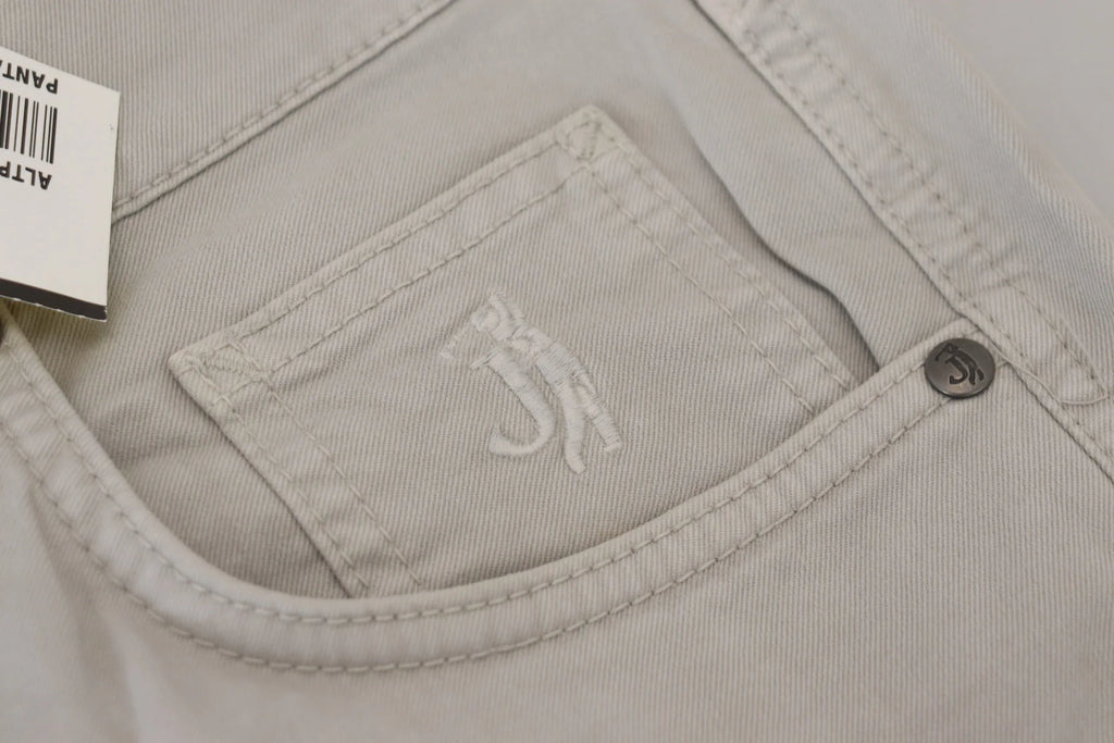 Jeckerson Gray Cotton Tapered Men Casual Pants - Zeiniez