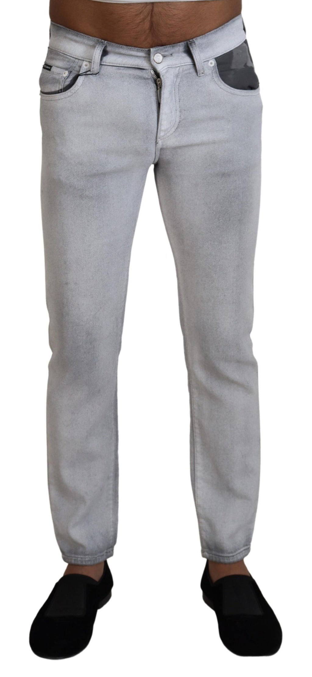 Dolce & Gabbana Gray Washed Skinny Men Denim Jeans - Zeiniez