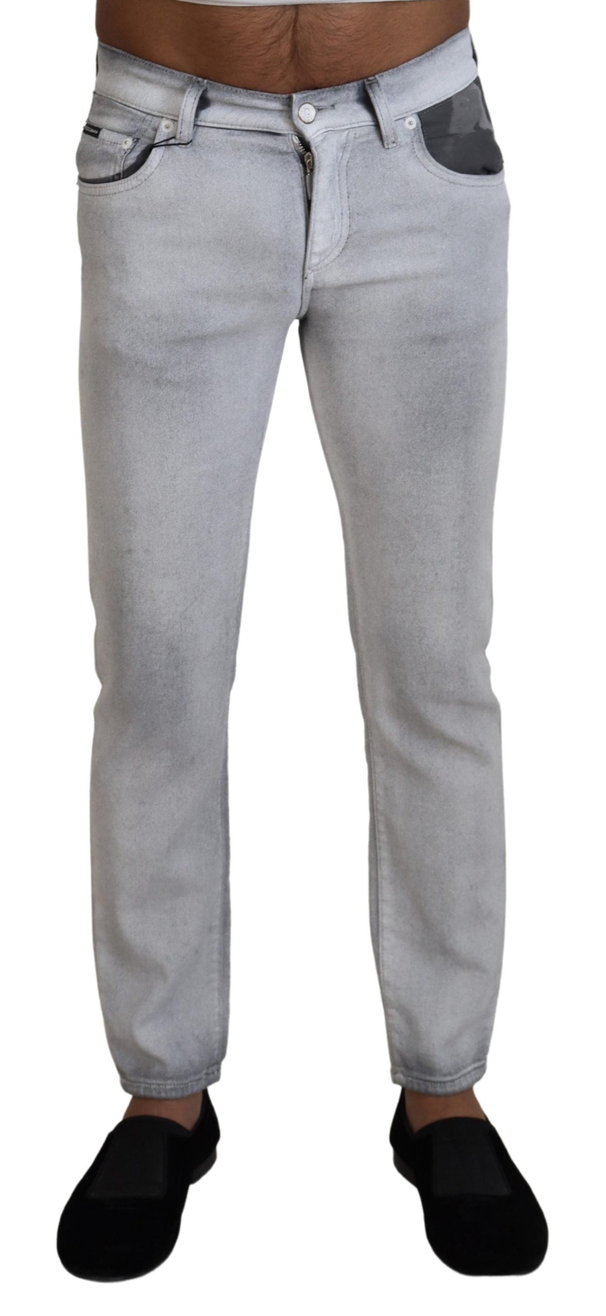 Dolce & Gabbana Gray Washed Skinny Men Denim Jeans - Zeiniez