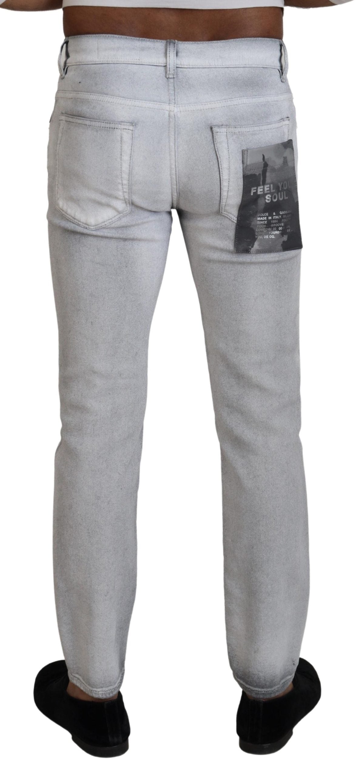 Dolce & Gabbana Gray Washed Skinny Men Denim Jeans - Zeiniez