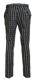 BENCIVENGA Black Checkered Cotton Casual Pants - Zeiniez