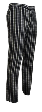 BENCIVENGA Black Checkered Cotton Casual Pants - Zeiniez