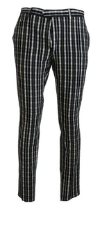 BENCIVENGA Black Checkered Cotton Casual Pants - Zeiniez